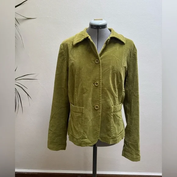 Vintage Talbots Moss Olive Green Velvet Women's Blazer - Picture 1 of 4